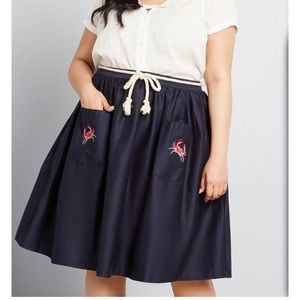 NWT ModCloth Nautical Crab Full Skirt Plus Size